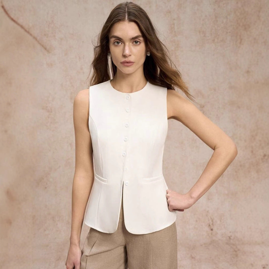 Women's sleeveless vest in an elegant design with button placket, size [size missing]
