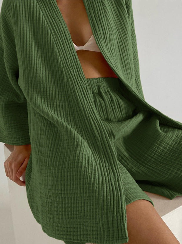 Valenzora Set für Zuhause: Locker sitzender Cardigan und Shorts