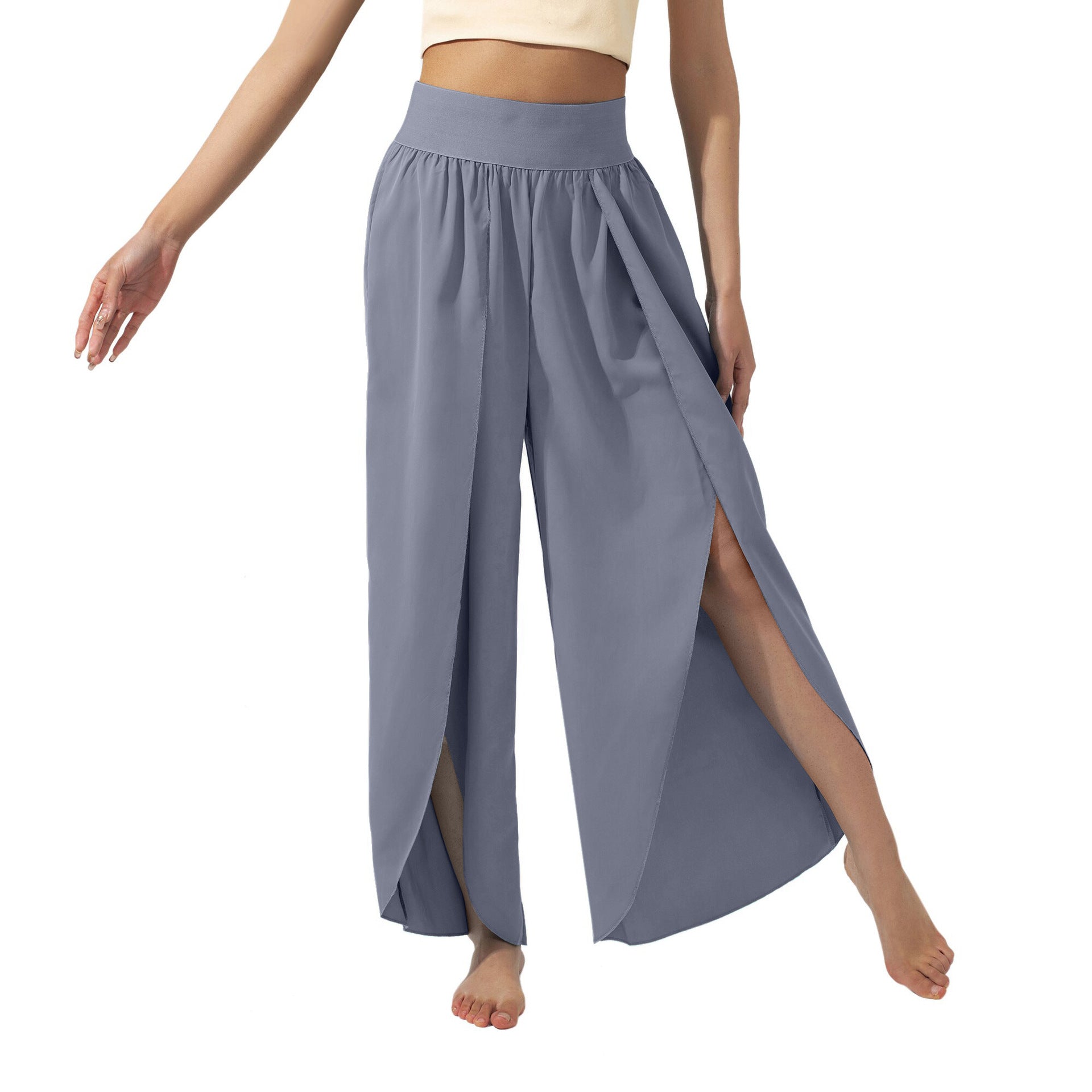 Women's airy culottes with side slits, size