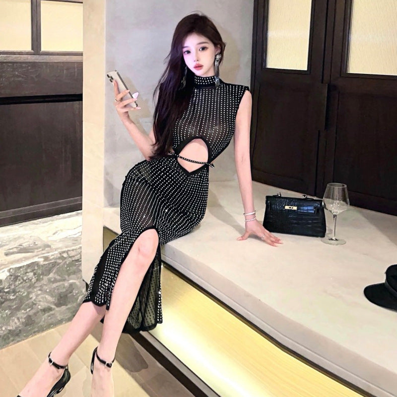 ValenzoraMODE | Sexy Mesh Sheer Strass Hohl Schlitz Bodycon Kleid
