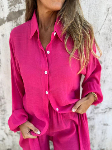 Women's casual shirt outfit with shorts in plus size design Valenzora