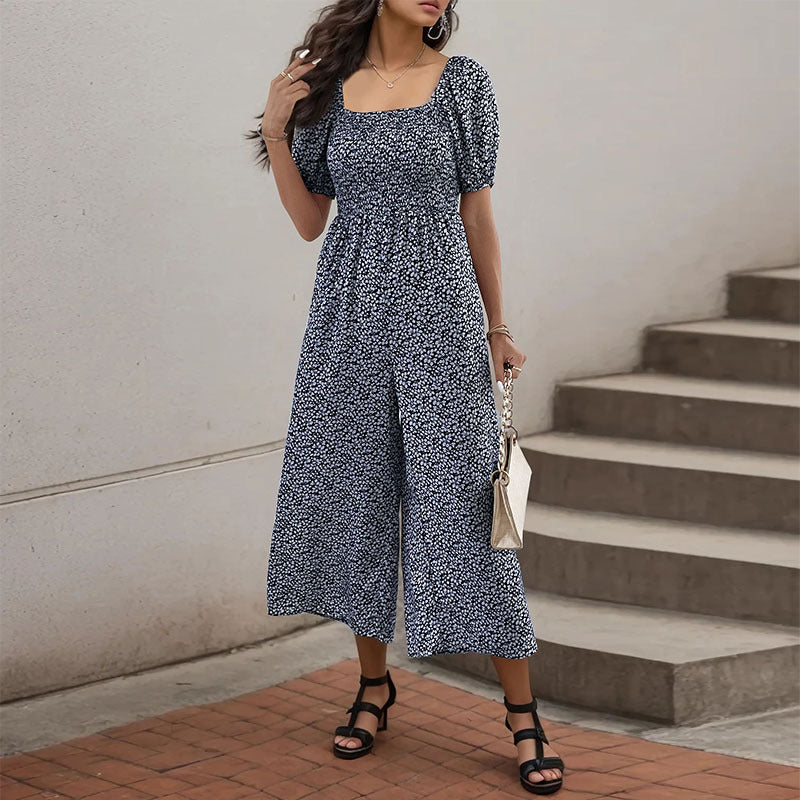 Damen-Oversize-Jumpsuit mit Puffärmeln und Gummizug in der Taille, Größe