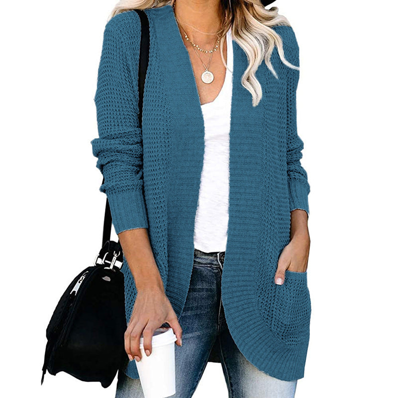 Women's open-cut cardigan with side pockets, size