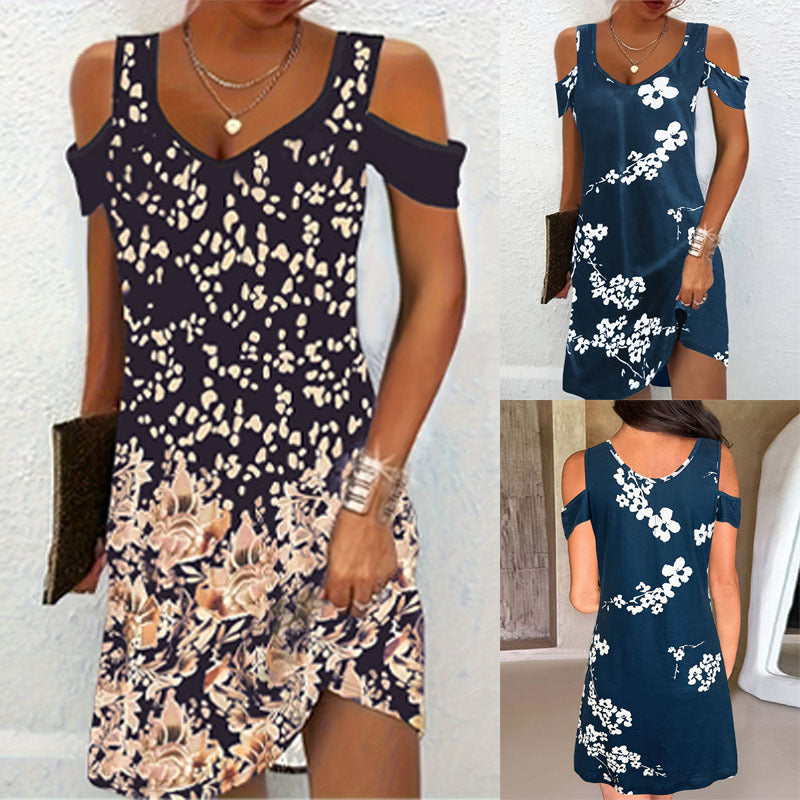 Damenkleid mit trendigen schulterfreien Cutouts und elegantem Blumendruck, Größe S