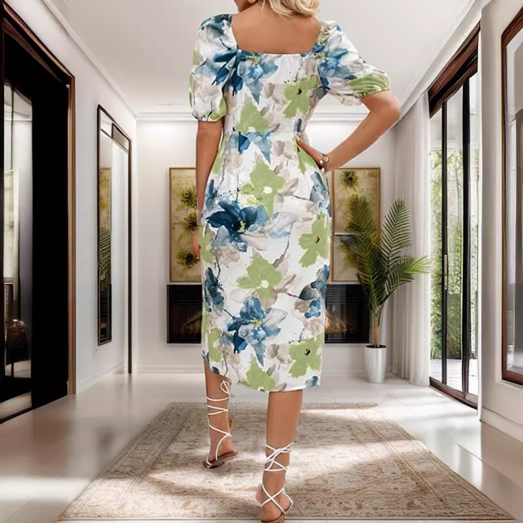 Valenzora | Printed short-sleeved midi dress