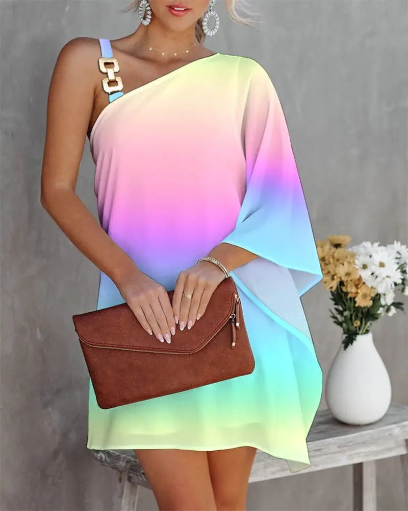 Women's casual dress with asymmetrical cut and shimmering details Drune