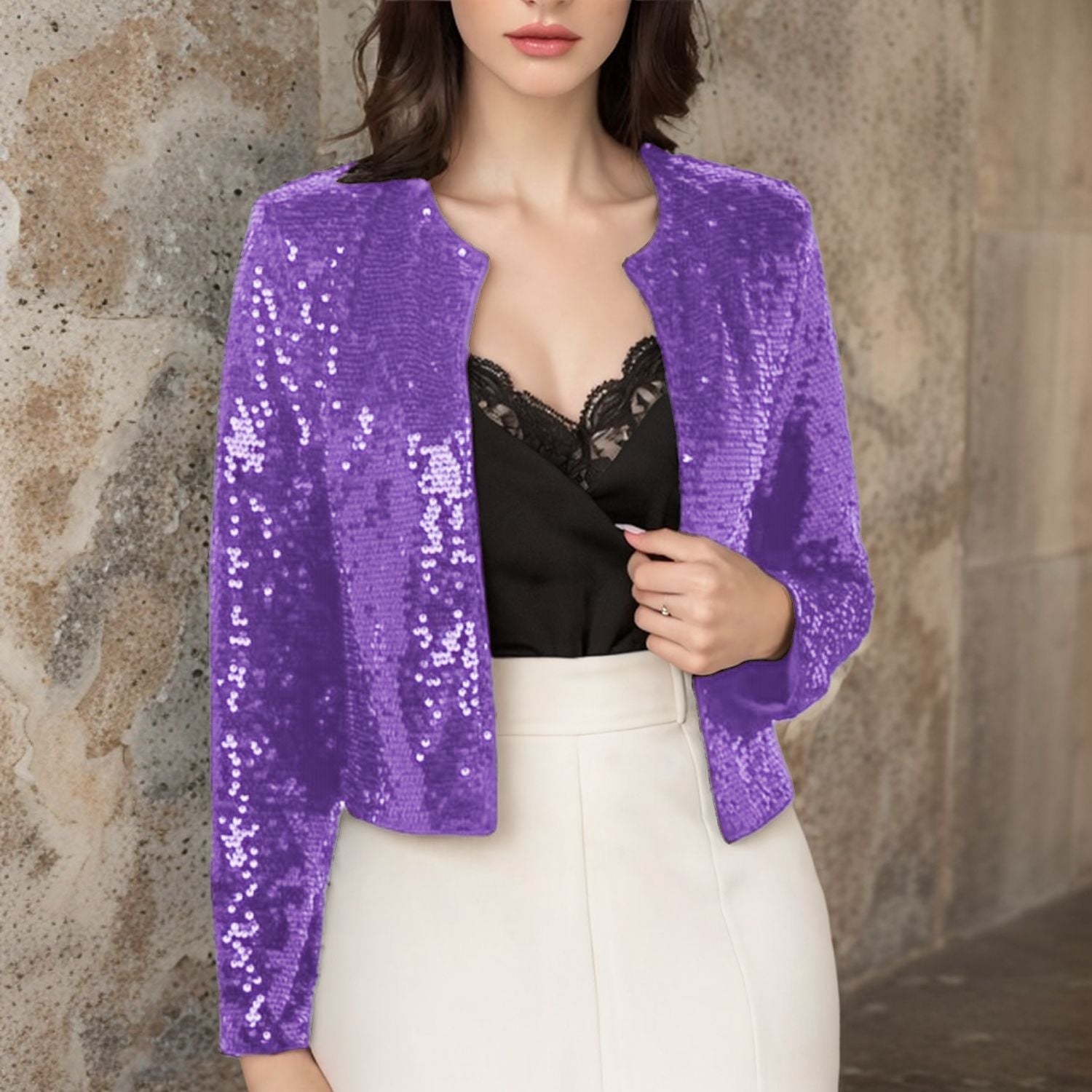 Women's sequined jacket in a modern cut, size
