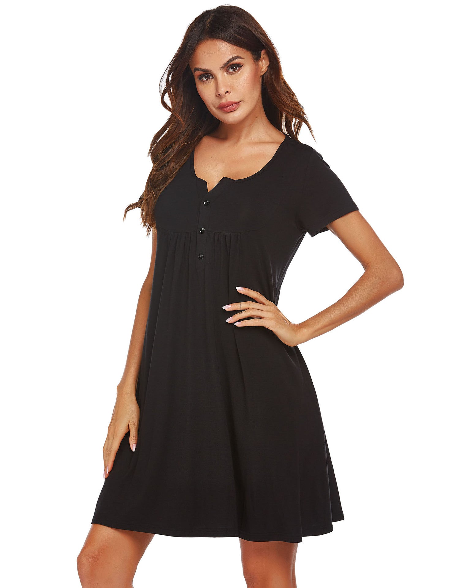 Women's nightgown with button details and relaxed fit, size