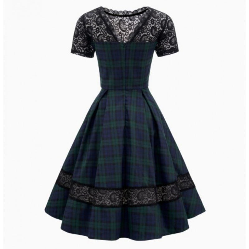 Damenabendkleid mit Spitzenapplikationen und fließendem Rock, Größe Valenzora