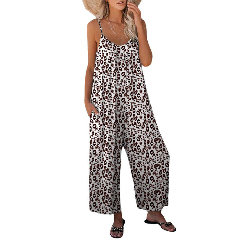Valenzora | Leopard print bag, loose strap jumpsuit, overall