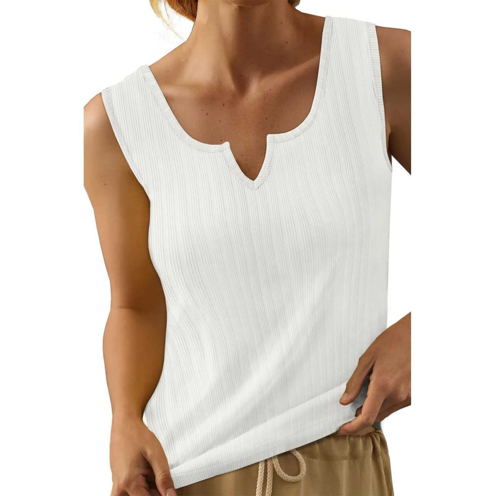 Damen-Tanktop mit strukturiertem V-Ausschnitt und feinem Rippenmuster, Größe Valenzora