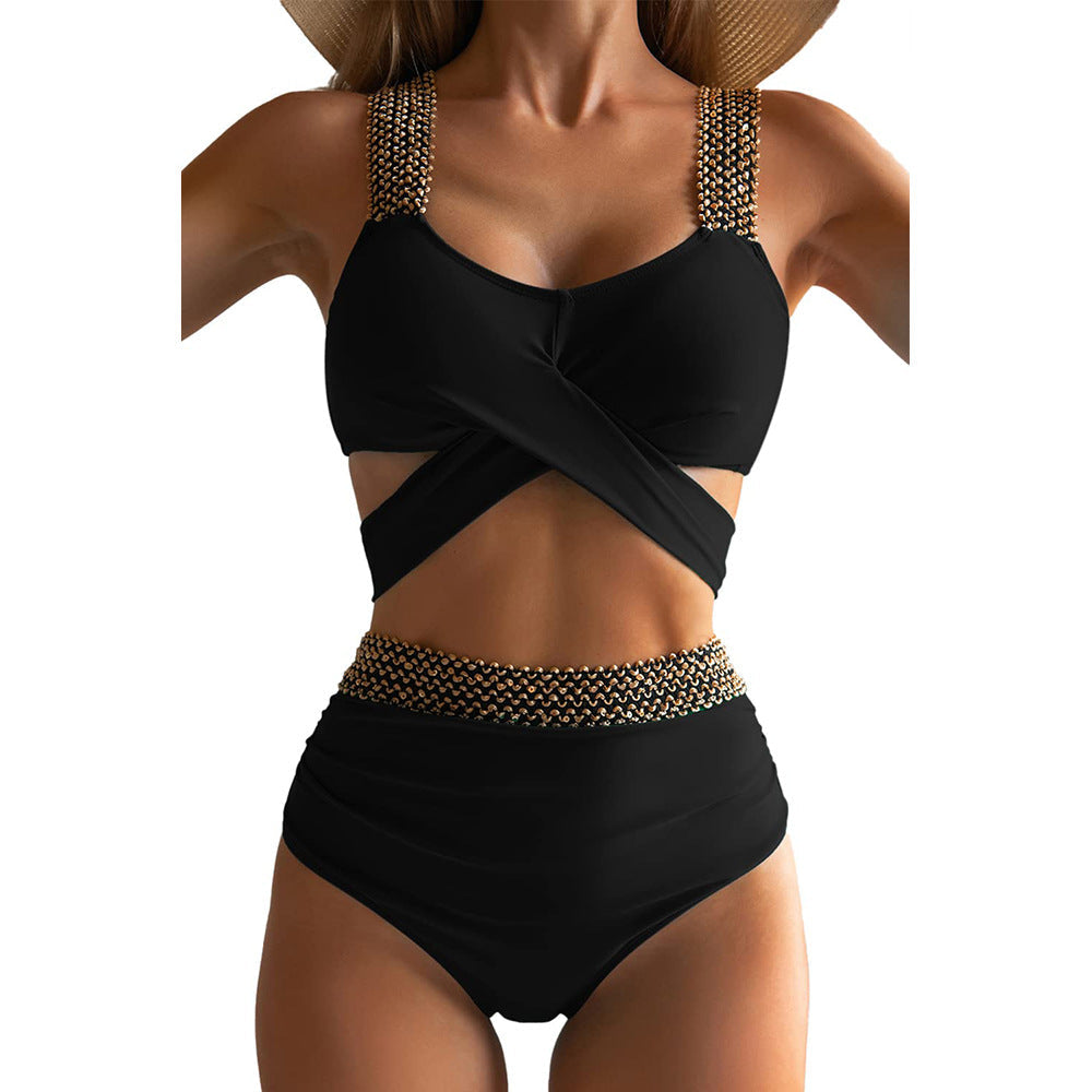 Women's high-cut bikini with fashionable wrap top and glamorous accents, size Valenzora
