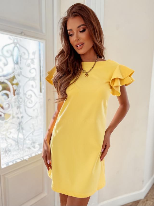 Damen-Kurzarmkleid mit Rüschenärmeln und geradem Schnitt, Größe [Größe fehlt]