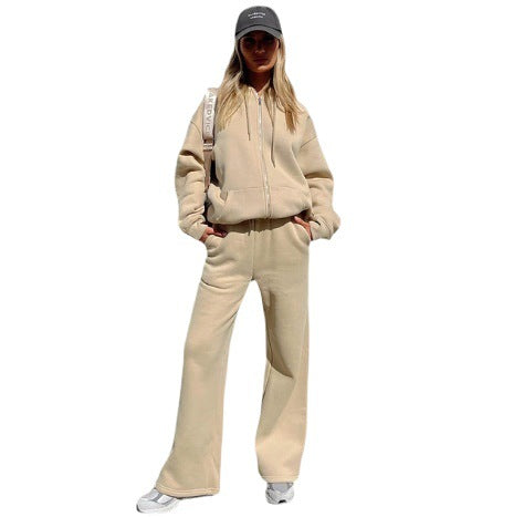 Women's sports fleece set with high-quality zipper and practical pockets, size S