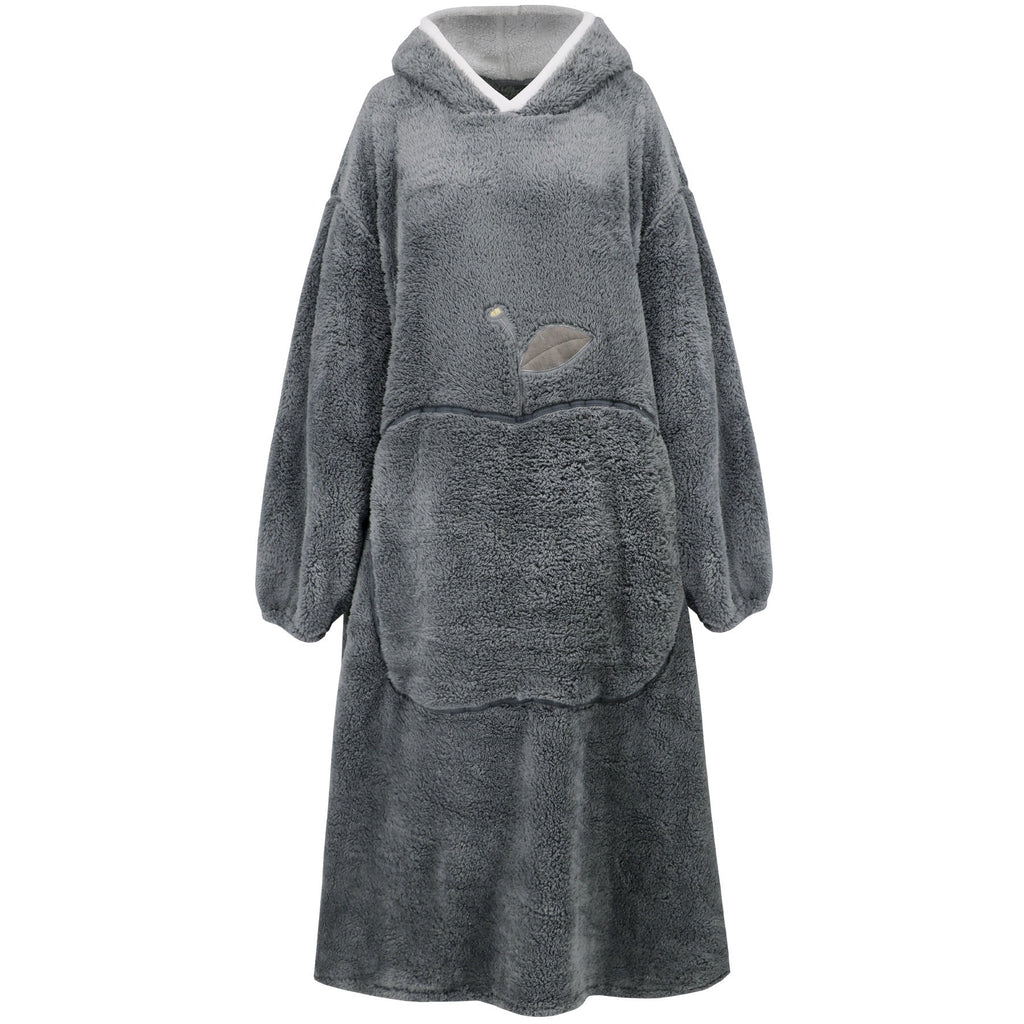 Women's Cozy Hoodie Blanket with Large Pockets and Contrasting Lining, Size