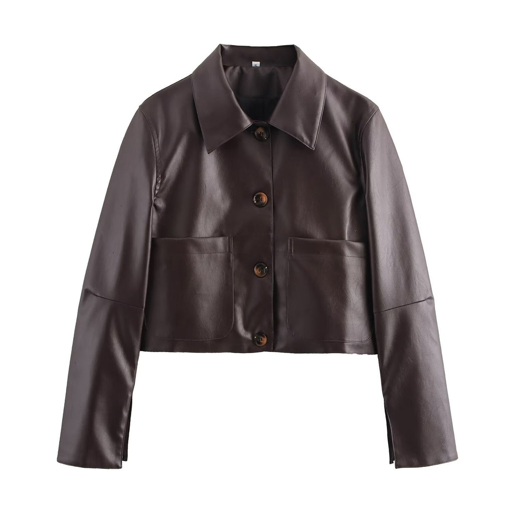 Valenzora | Solid color leather jacket