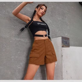 Damen Cargo-Shorts mit praktischen Seitentaschen und bequemer Passform, Größe S