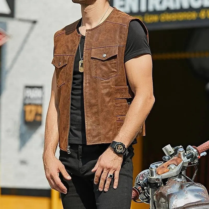 Valenzora | Robust leather vest with many pockets