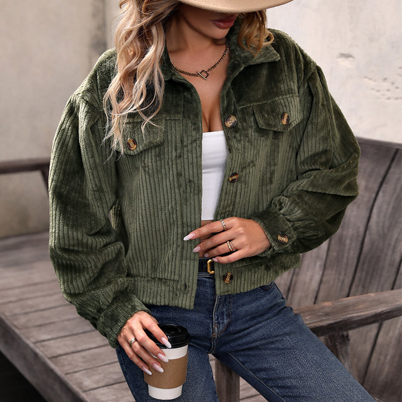 Damen-Cardigan in lässiger Cord-Optik mit Zierknöpfen und zwei Brusttaschen, Größe S