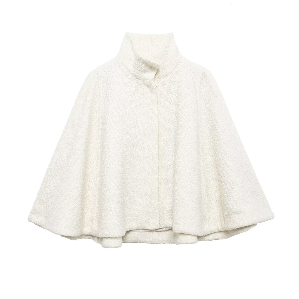 Valenzora | Wool blend stand-up collar cape jacket