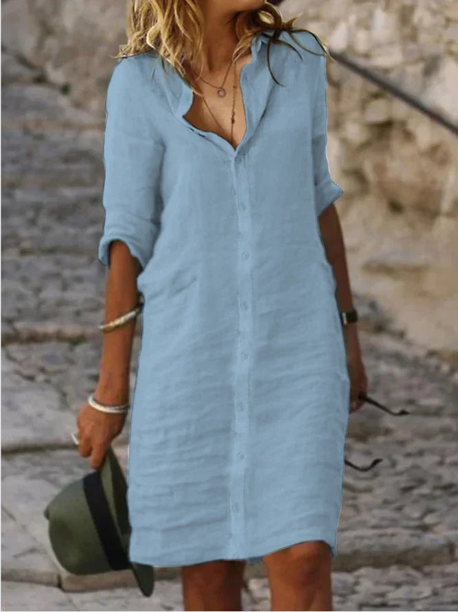 Damen-Freizeit-Hemdblusenkleid mit schicken Details, Größe