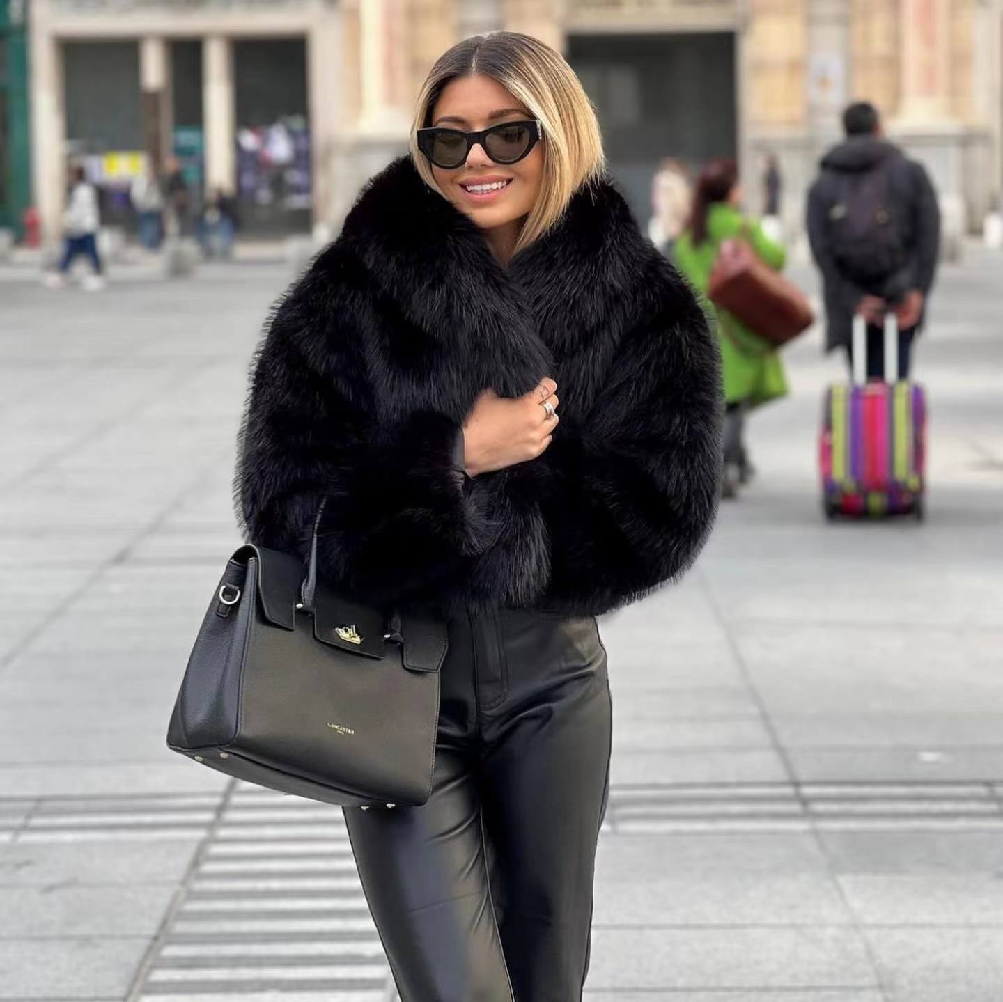 Faux fur jacket for glamorous appearances