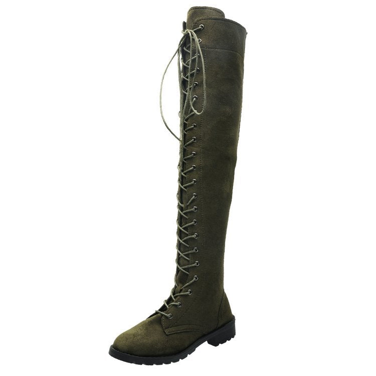 Overknee-Stiefel für Damen mit edler Schnürung und robuster Sohle, Größe Valenzora