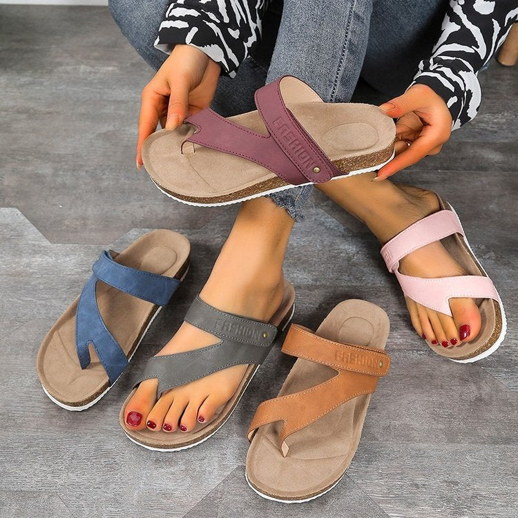 Damen-Flip-Flops mit bequemem Fußbett und modernem Korkdesign, Größe