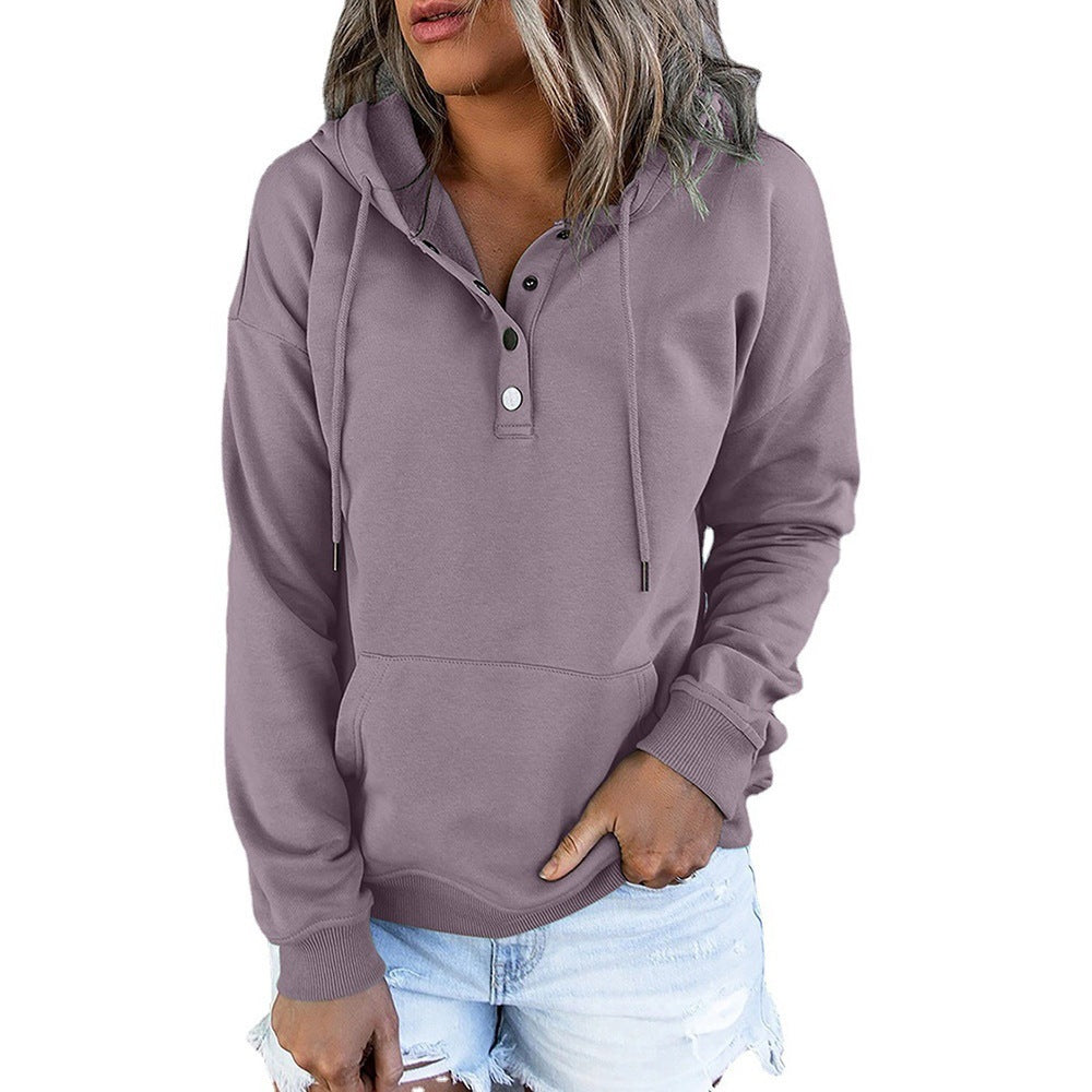 Damen-Hoodie mit funktionellen Knöpfen und lässiger Passform, Größe S