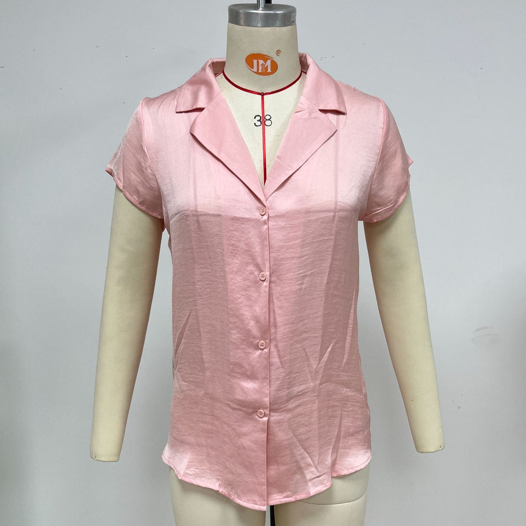 Women's fashionable short-sleeved shirt with high-quality texture, size