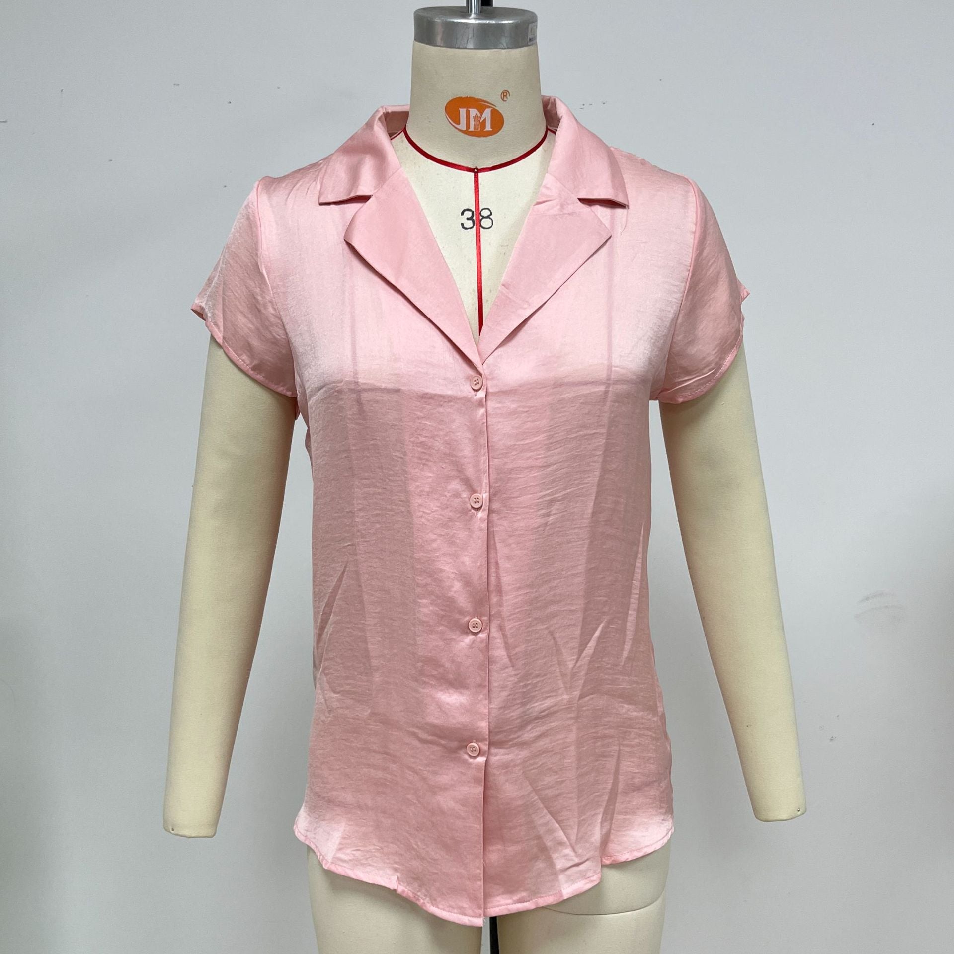 Women's fashionable short-sleeved shirt with high-quality texture, size