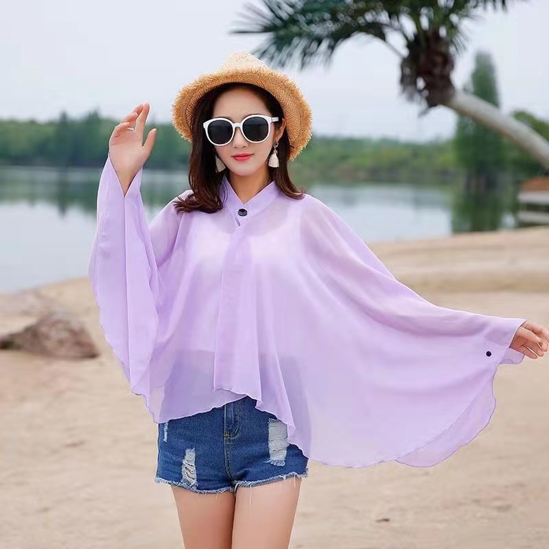 Luftiger Damen-Chiffon-Kimono mit weiten Schlagärmeln, Größe S