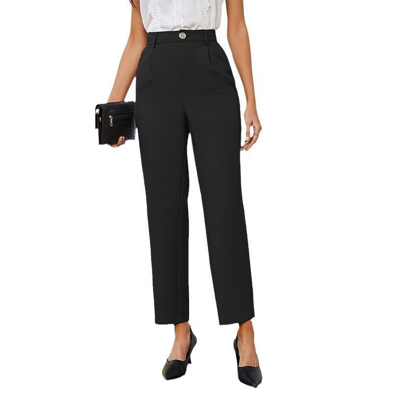 Women's Elegant High-Waisted Pleated Trousers Size
