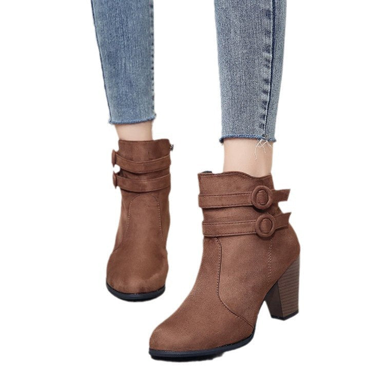 Damen Stiefeletten mit Zierriemen und elegantem Absatz, Größe Valenzora