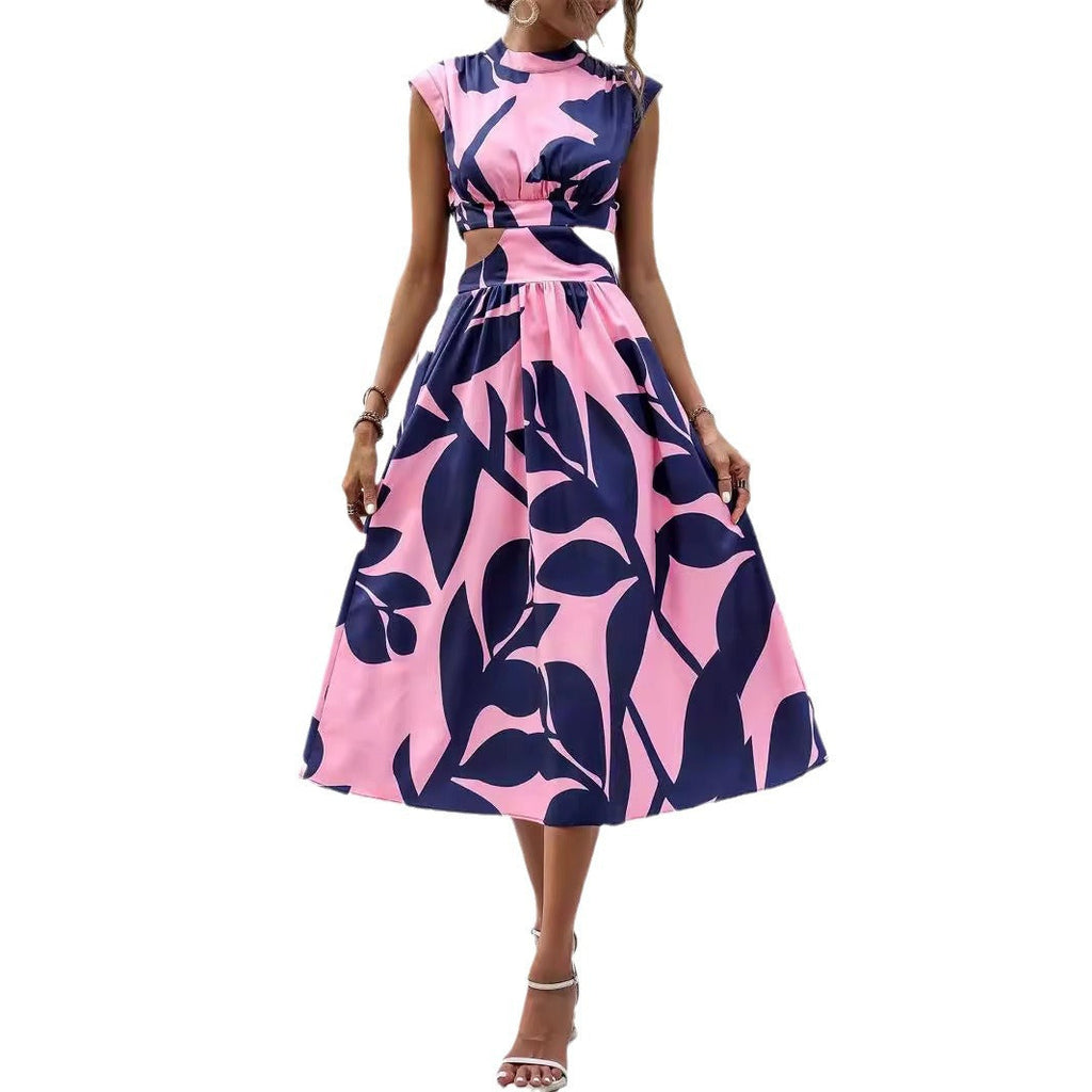 Damen-Asymmetriekleid mit Cut-Outs und Blumenmuster, Größe S