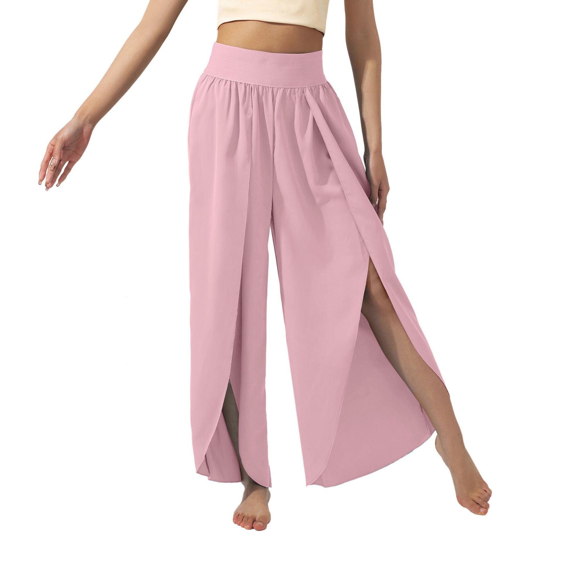 Women's airy culottes with side slits, size