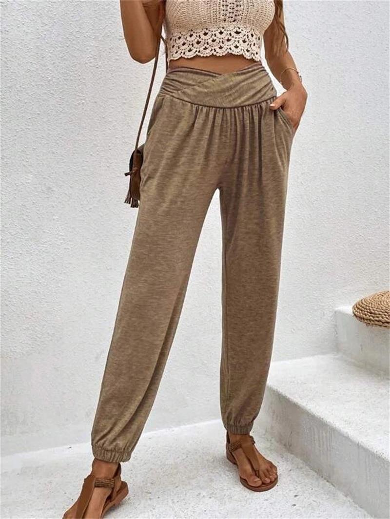 Damen Freizeithose mit hoher Taille und bequemem Gummibund, Größe [Angabe fehlt]