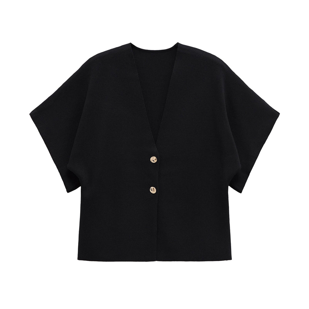 Women's lightweight cardigan with an elegant V-neck and luxurious button details, size S