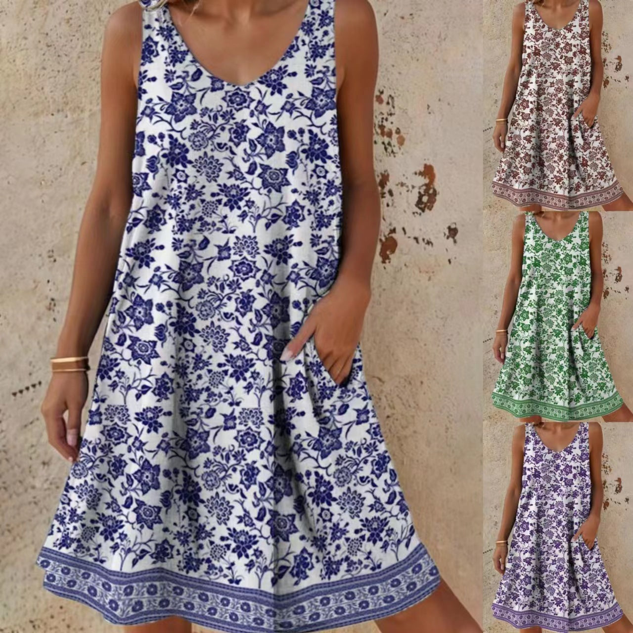 Damen Freizeitkleid mit lässigem Schnitt und floralem Design Drune