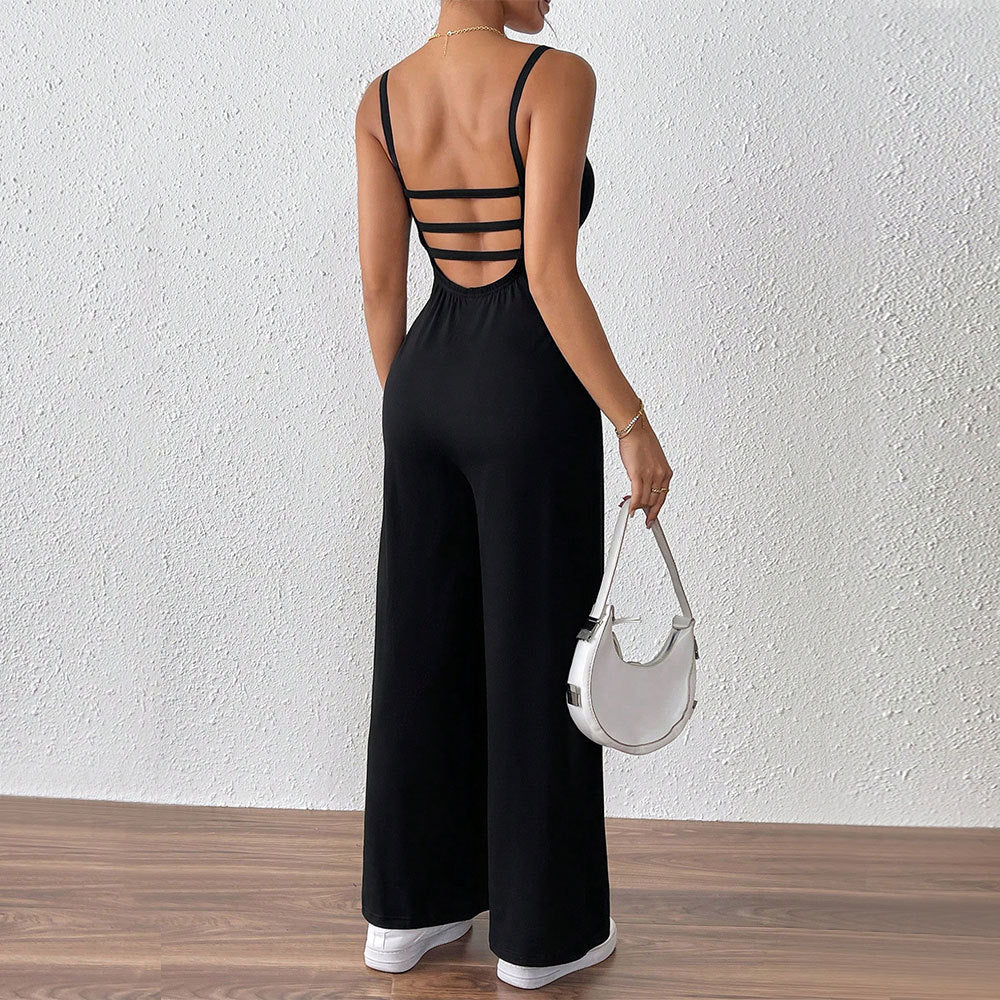 Damen-Freizeit-Jumpsuit mit schmalen Spaghettiträgern und fließendem Schnitt, Größe S
