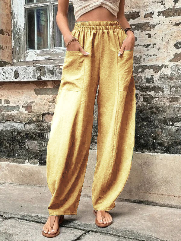 Valenzora | Comfortable solid-color casual pants with pockets