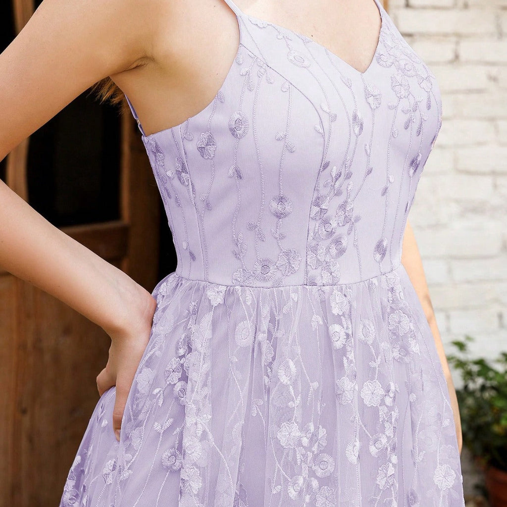 Valenzora | Abendkleid mit V-Ausschnitt, trägerlos, Netzstoff, bestickter Rücken, offener Rücken, elegantes Abendkleid, Tanzkleid, Partykleid, Brautjungfernkleid
