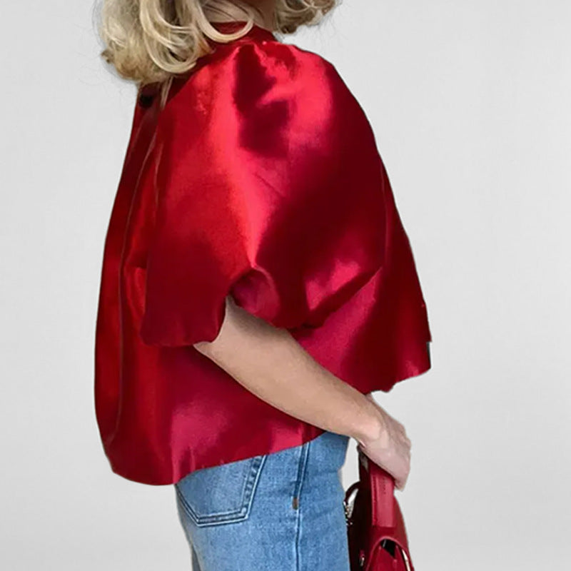 Damenbluse mit voluminösen Puffärmeln und modernem Design, Größe S