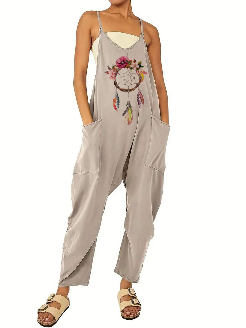 Damen-Jumpsuit mit lockerer Passform und praktischen Taschen, Größe