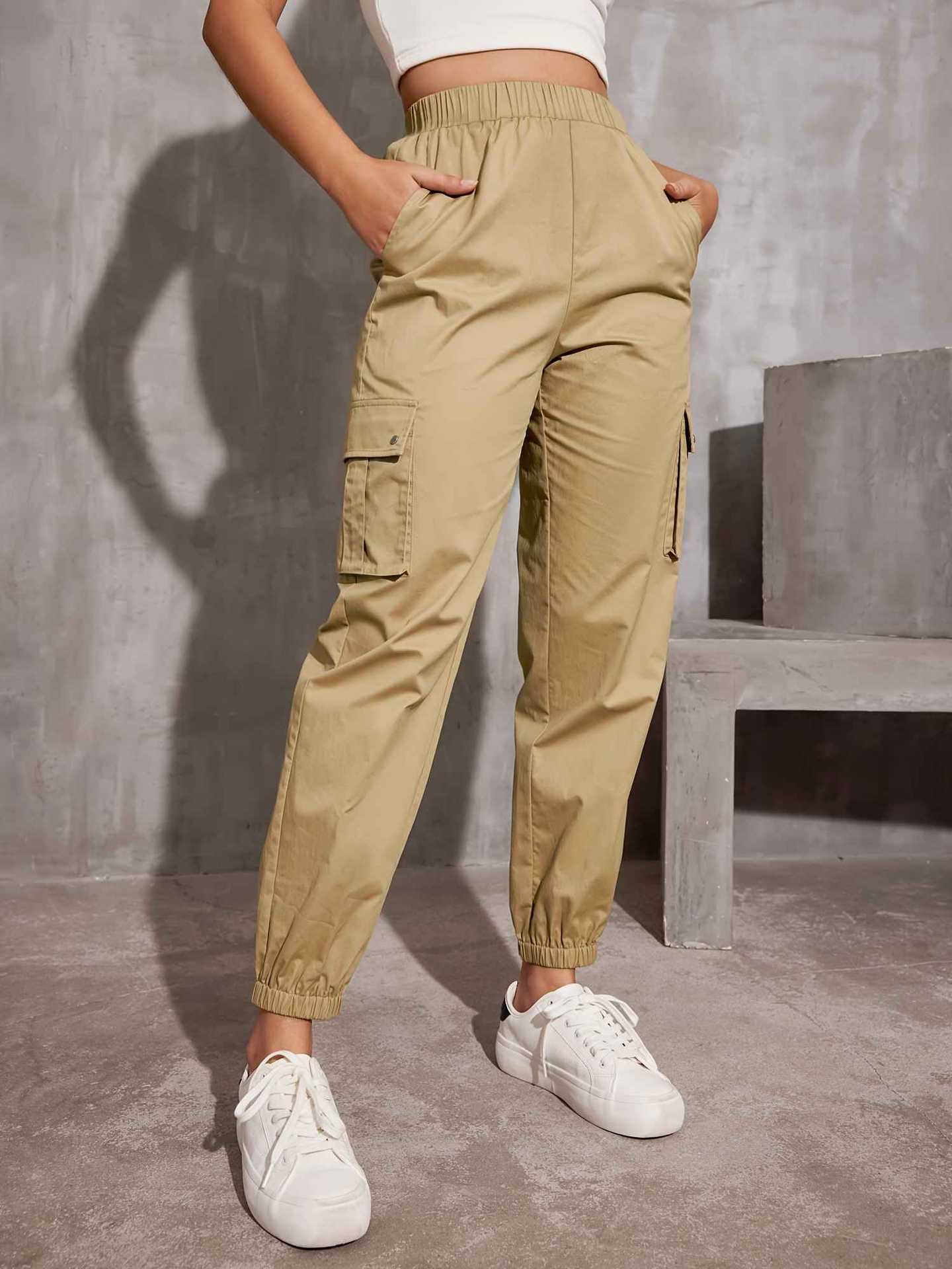 Damen-Cargohose mit elastischem Bund und praktischen Seitentaschen, Größe S