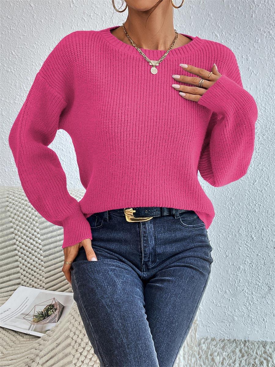 Women's casual knit sweater with a relaxed fit and elegant ribbed details, size [size]