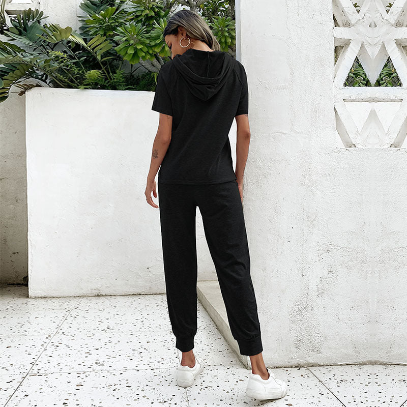 Damen-Jumpsuit mit bequemem Tunnelzug und lässigem Kurzarm-Design, Größe S