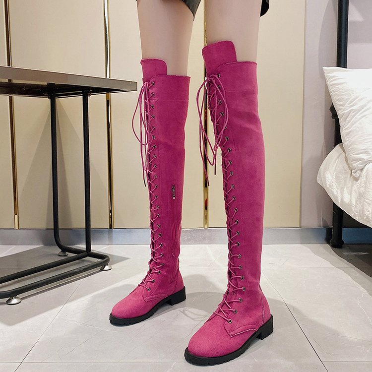Overknee-Stiefel für Damen mit edler Schnürung und robuster Sohle, Größe Valenzora