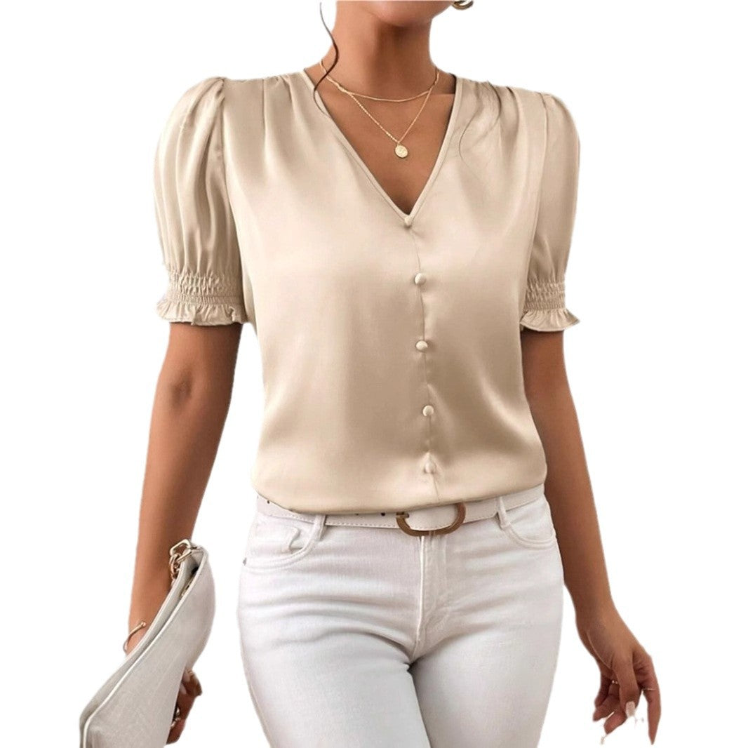 Valenzora | Casual short-sleeved ruffled shirt