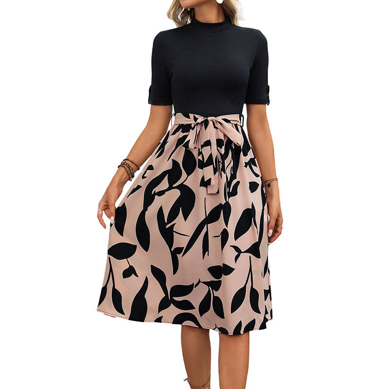 Women's midi dress with elasticated waistband and elegant floral design, size S